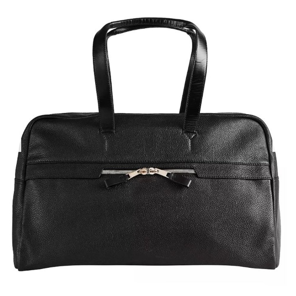 New Reiss Bournemouth Large Bovine Leather Duffle Bag Black $645 NWT